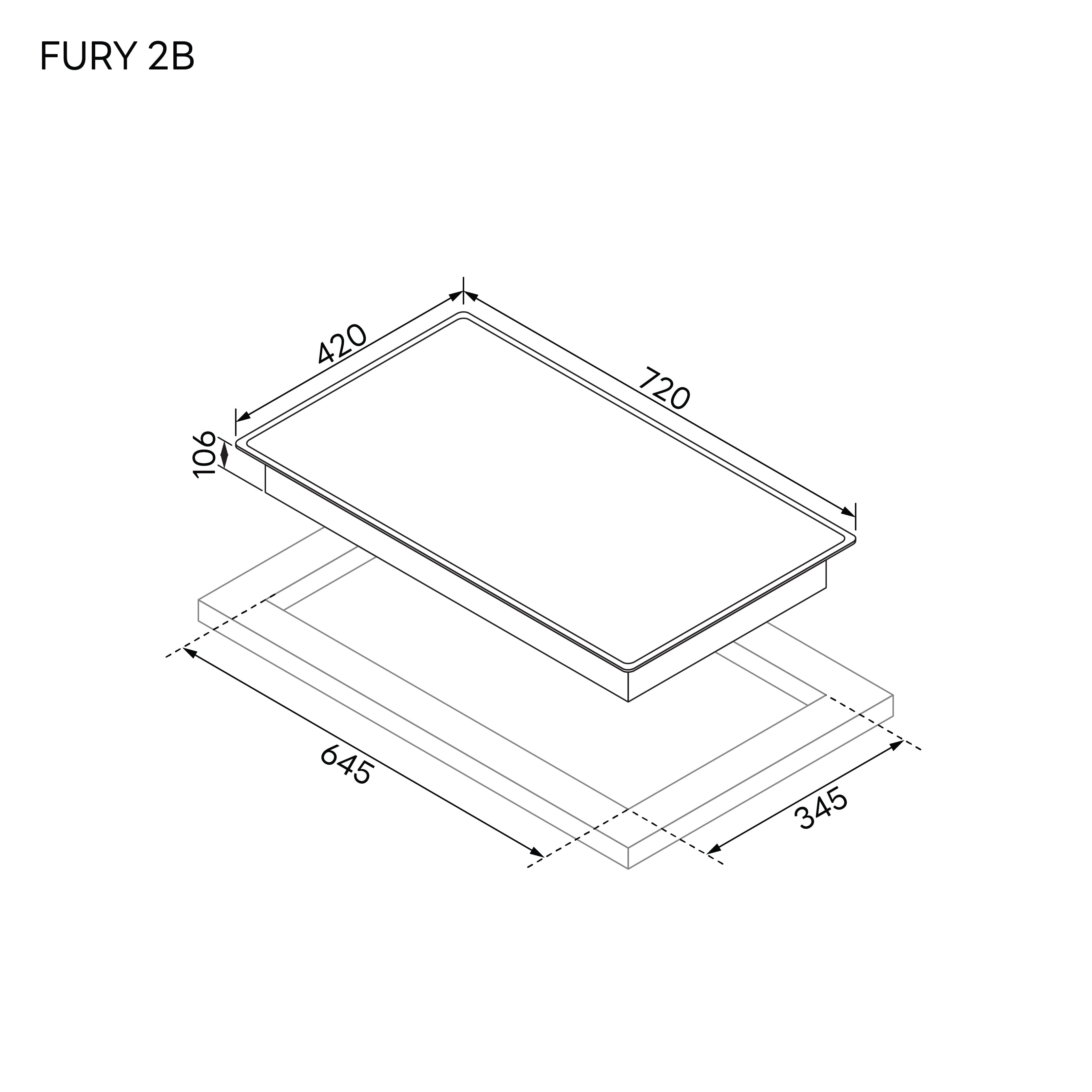 เตาแก๊สแบบฝัง 2 หัว EVE FURY 2B ขนาด 72 ซม. สีดำ